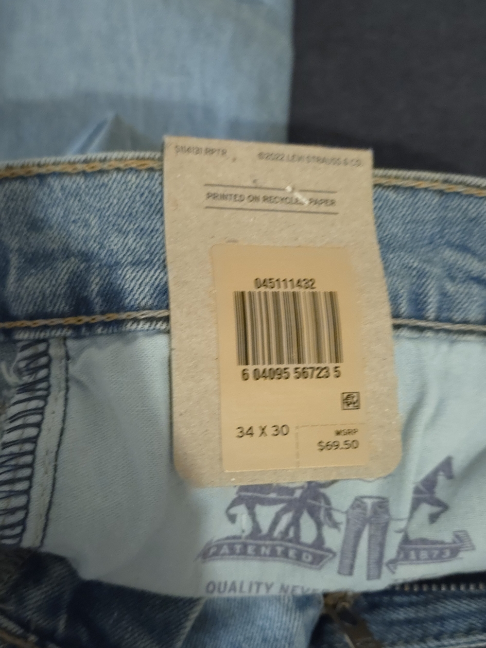Levi's Light Wash Straight Leg Jeans 511 Slim 34x30 - Picture 4 of 10
